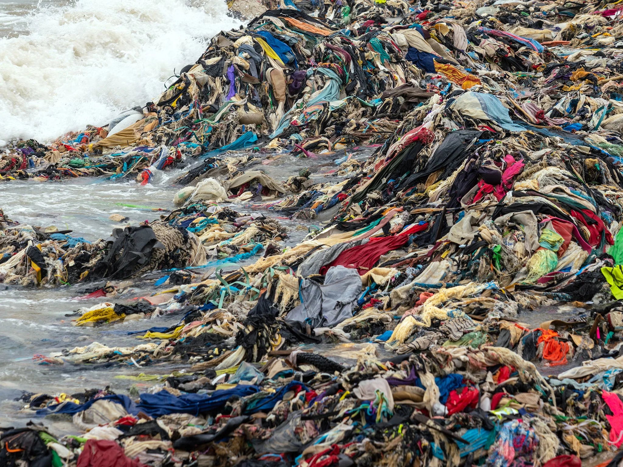 Beach in Ghana with plastic waste