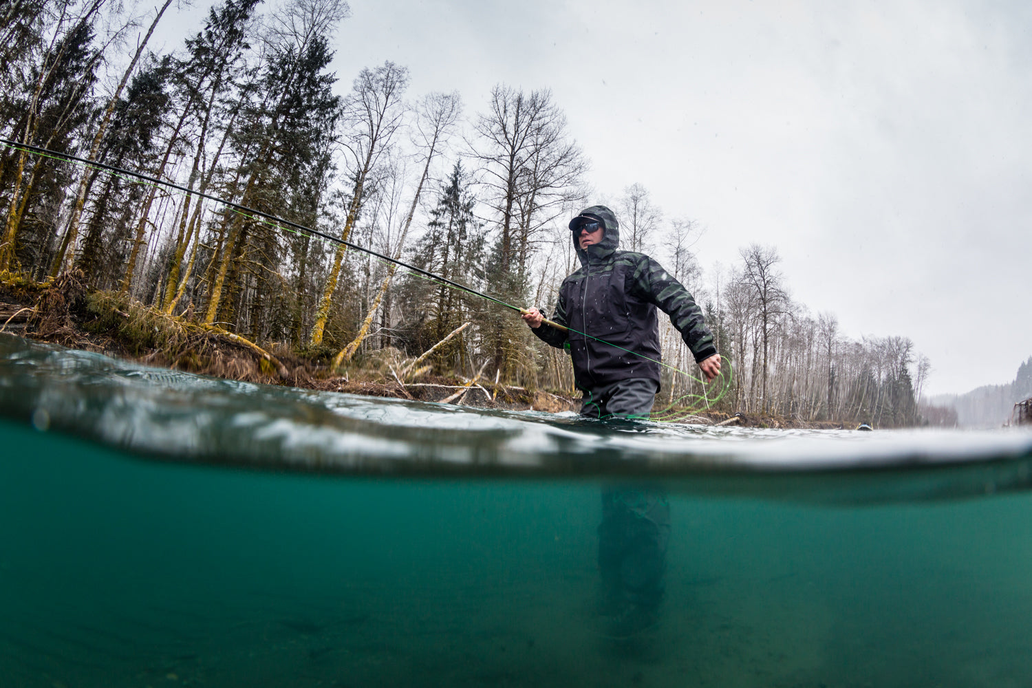 fishing in river