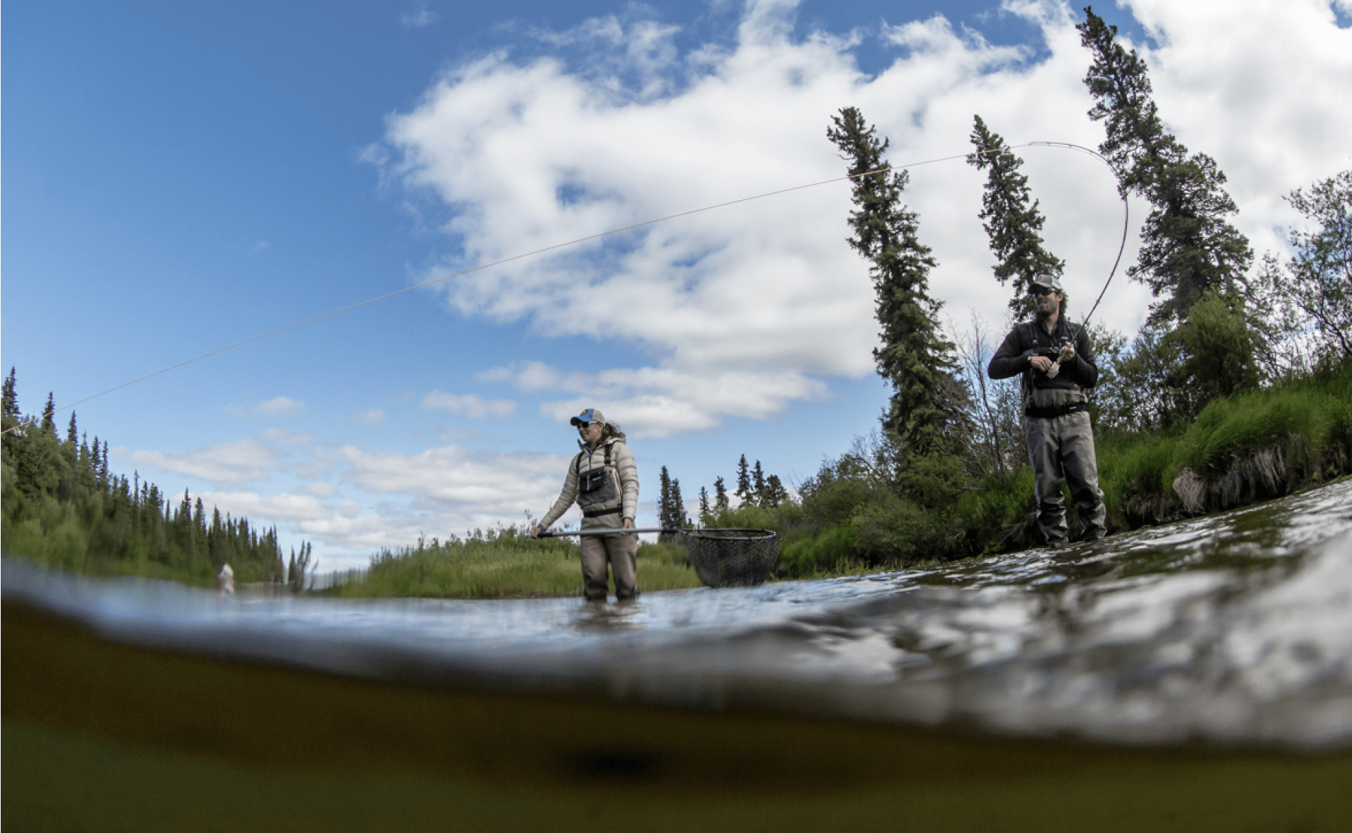 fishing in river