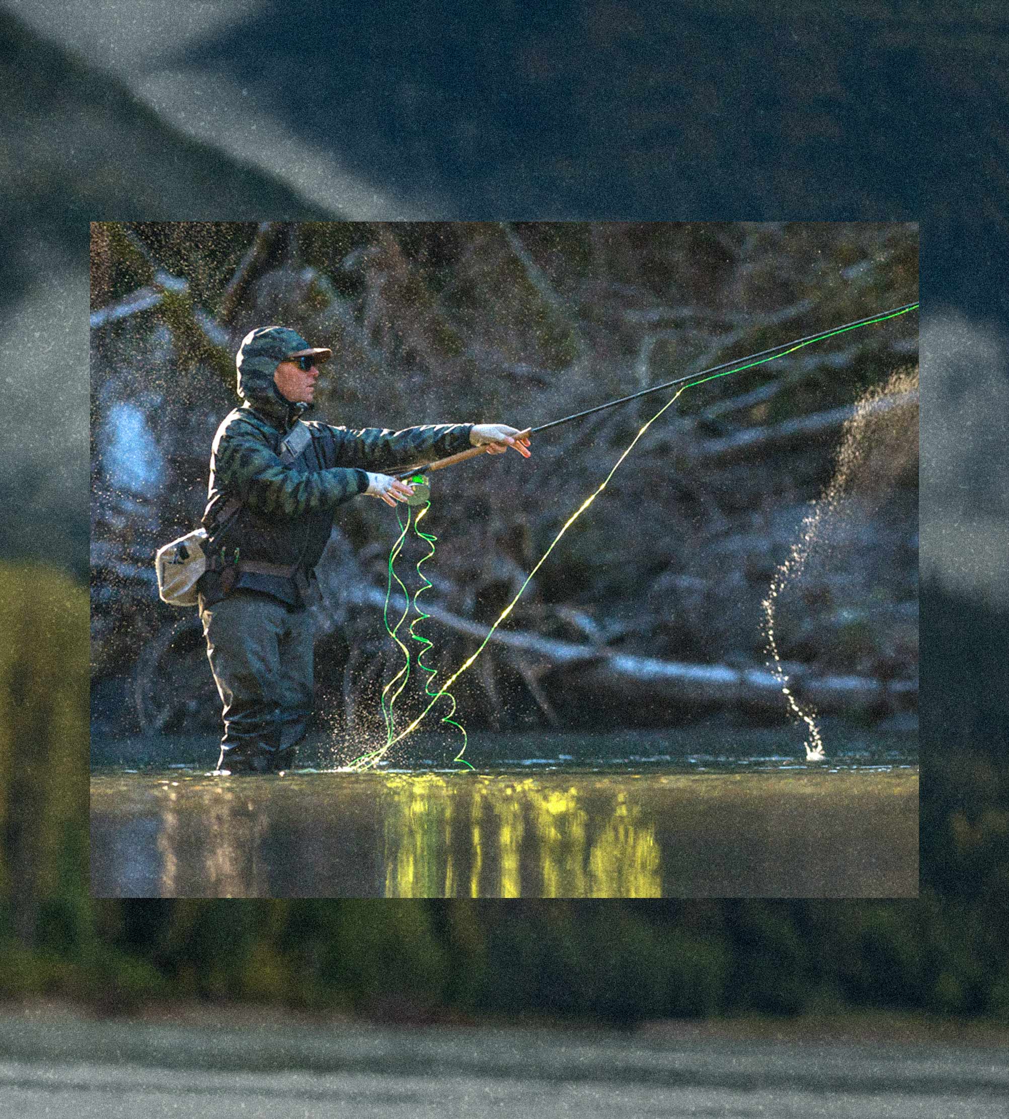 Guy fishing in river